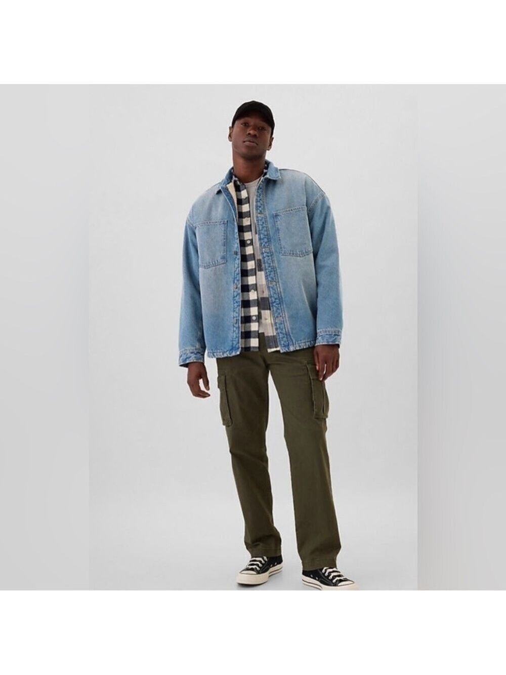 Gap Relaxed Denim Chore Barn Sherpa-Lined Jacket Coat Shacket NWOT L Fall